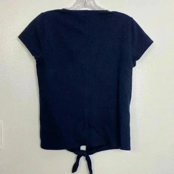 J.Crew Gauze Navy Blue Tie Button Up Top - Picture 5 of 5